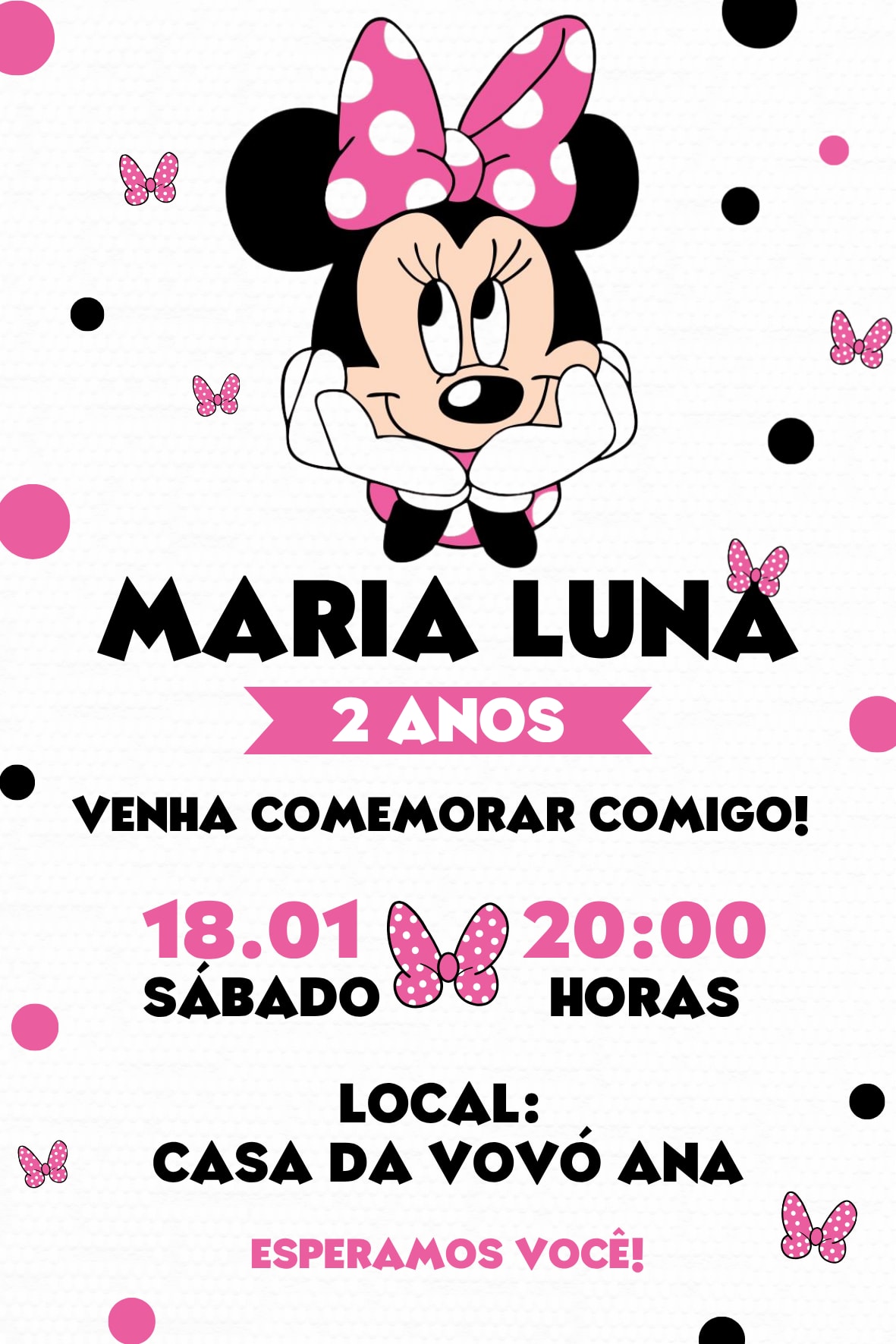 Convite Tradicional - Minnie rosa 2 — imagem principal